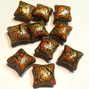 Vintage handmade & painted polymer clay beads